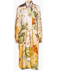 Camilla - Embellished Printed Silk-twill Midi Shirt Dress - Lyst