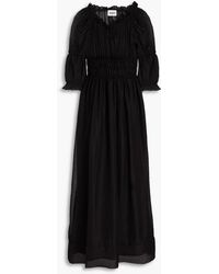 Claudie Pierlot - Midikleid aus einer modal-seidenmischung mit rüschen - Lyst