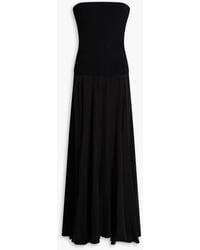 Esse Studios - Strapless Crepe De Chine-Paneled Stretch-Knit Maxi Dress - Lyst