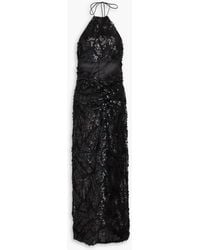 ROTATE BIRGER CHRISTENSEN - Cutout Sequined Tulle Halterneck Maxi Dress - Lyst