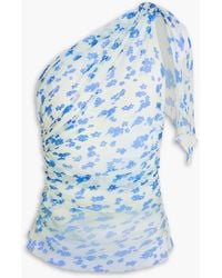 Victoria Beckham - One-shoulder Floral-print Silk-crepon Top - Lyst