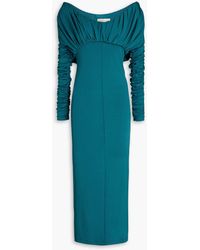 TOVE - Riley Off-the-shoulder Ruched Stretch-crepe Midi Dress - Lyst