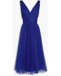 Zac Posen - Pleated Tulle Midi Dress - Lyst