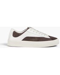 BY FAR - Rodina Perforated Leather And Suede Sneakers - Lyst