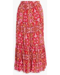 AMUR - Gathe Printed Woven Midi Skirt - Lyst