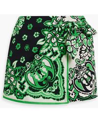 RED Valentino - Skirt-Effect Printed Cotton-Poplin Shorts - Lyst