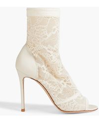 Gianvito Rossi - Missy Leather-trimmed Stretch-lace Ankle Boots - Lyst