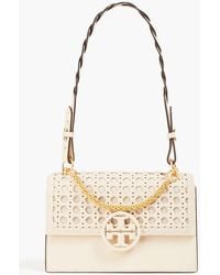 Tory Burch - Miller Leather And Canvas Shoulder Bag - Lyst