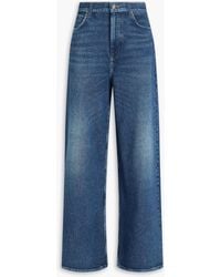Rag & Bone - Miramar Denim-Effect Print French Cotton-Terry Wide-Leg Pants - Lyst