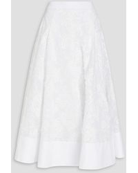 Huishan Zhang - Embroidered Cotton Midi Skirt - Lyst