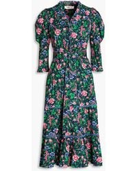 Diane von Furstenberg - Leylani Floral-print Stretch Cotton-poplin Midi Dress - Lyst