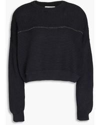 Brunello Cucinelli - Cropped Bead-embellished Cottons Sweater - Lyst