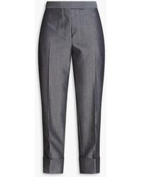 Thom Browne - Cropped Wool And Mohair-blend Tapered Pants - Lyst