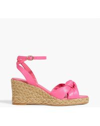 Stuart Weitzman - Playa Knotted Leather Espadrille Wedge Sandals - Lyst