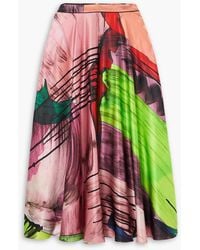 ROKSANDA - Ambrosia Printed Silk-satin Midi Skirt - Lyst