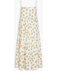 Chinti & Parker - Gathered Floral-print Linen And Cotton-blend Midi Dress - Lyst