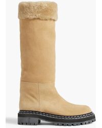 Proenza Schouler - Shearling-trimmed Suede Knee Boots - Lyst