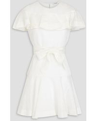 Sandro - Ruffled Belted Linen-blend Gauze Mini Dress - Lyst