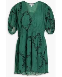 Ganni - Floral-print Plissé-georgette Mini Dress - Lyst