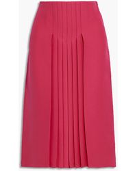 Valentino Garavani - Pleated Silk And Wool-blend Crepe Skirt - Lyst