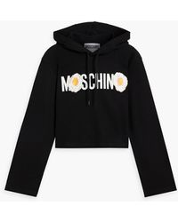 Moschino - Cropped Printed French Cotton-terry Hoodie - Lyst