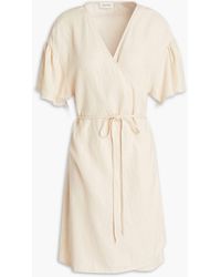 American Vintage Gathered Linen-blend Twill Mini Wrap Dress - Multicolour