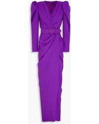 Rhea Costa - Wrap-effect Draped Crepe Gown - Lyst