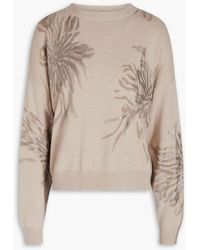 Brunello Cucinelli - Metallic Printed Wool, Cashmere And Silk-blend Sweater - Lyst