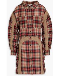 Stella McCartney - Wren Ruched Checked Wool Mini Shirt Dress - Lyst
