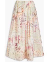 Zimmermann - Printed Linen And Silk-blend Midi Skirt - Lyst