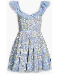 Needle & Thread - Ruffled Sequin-Embellished Tulle Mini Dress - Lyst