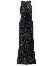 Badgley Mischka - Sequined Velvet Gown - Lyst