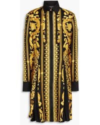 Versace - Printed Silk-Twill Mini Shirt Dress - Lyst