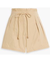 Ulla Johnson - Camryn Pleated Cotton-Poplin Shorts - Lyst