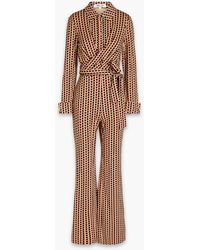 Diane von Furstenberg - Michele Belted Printed Jersey Jumpsuit - Lyst