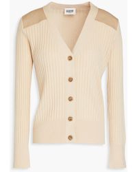 Claudie Pierlot - Cotton-twill Paneled Ribbed-knit Cardigan - Lyst