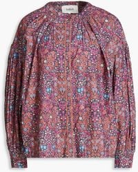 Ba&sh - Ulysse bluse aus baumwollpopeline mit floralem print und raffung - Lyst