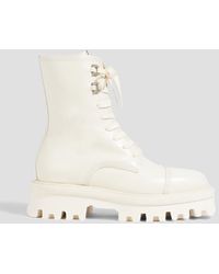 Ferragamo - Kira Leather Combat Boots - Lyst