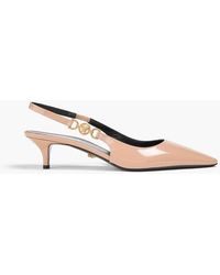 Versace - Medusa Embellished Patent-leather Slingback Pumps - Lyst