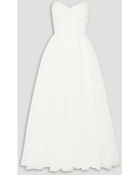 Monique Lhuillier - Brie Strapless Ruched Swiss-dot Tulle Gown - Lyst