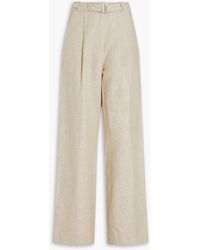 REMAIN Birger Christensen - Belted Linen And Cotton-blend Twill Wide-leg Pants - Lyst