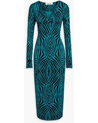 Diane von Furstenberg - Sonca Zebra-Print Jersey Midi Dress - Lyst