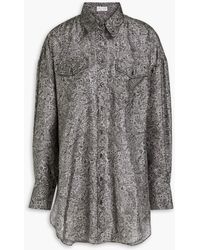Brunello Cucinelli - Bead-embellished Paisley-print Silk Crepe De Chine Shirt - Lyst