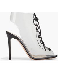 Gianvito Rossi - Helmut Lace-up Pvc And Leather Ankle Boots - Lyst