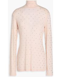 Rabanne - Crystal-embellished Stretch-jersey Turtleneck Top - Lyst