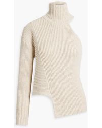NAADAM - One-sleeve Ribbed Cotton And Cashmere-blend Turtleneck Top - Lyst