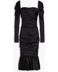 Dolce & Gabbana - Fluted Silk-blend Satin Midi Dress - Lyst
