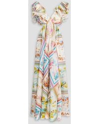 Zimmermann - Cutout Printed Silk-Chiffon Maxi Dress - Lyst