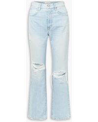 SLVRLAKE Denim - London Cropped Distressed High-rise Straight-leg Jeans - Lyst