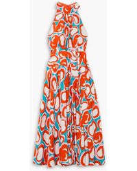 Diane von Furstenberg - Nicola Belted Printed Crepe Midi Dress - Lyst